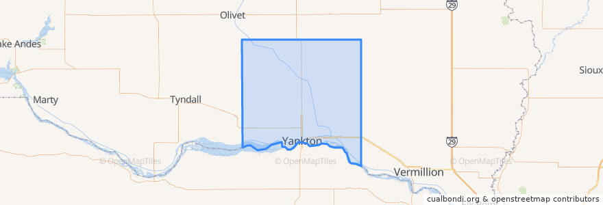 Mapa de ubicacion de Yankton County.
