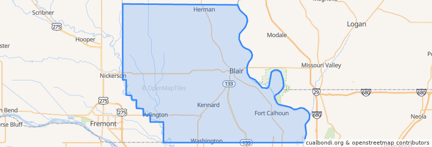 Mapa de ubicacion de Washington County.