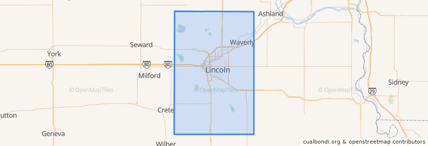 Mapa de ubicacion de Lancaster County.