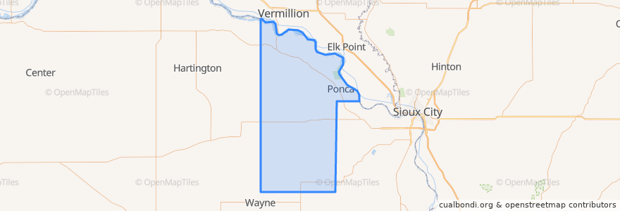 Mapa de ubicacion de Dixon County.