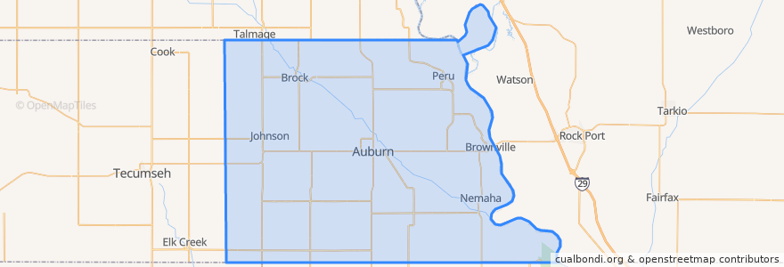 Mapa de ubicacion de Nemaha County.