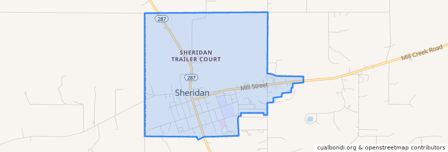 Mapa de ubicacion de Sheridan.