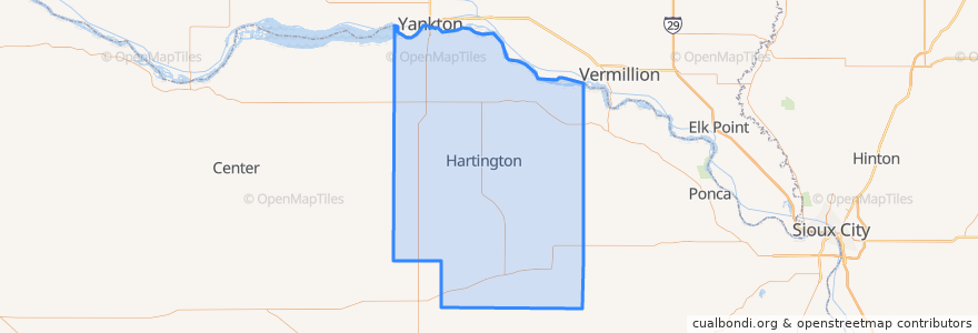 Mapa de ubicacion de Cedar County.