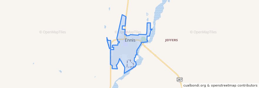 Mapa de ubicacion de Ennis.