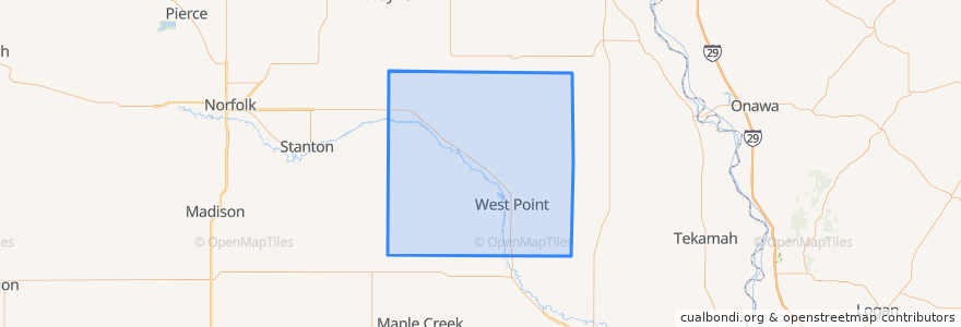 Mapa de ubicacion de Cuming County.