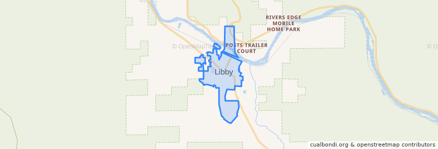 Mapa de ubicacion de Libby.