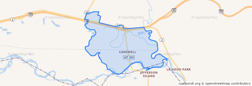 Mapa de ubicacion de Cardwell.