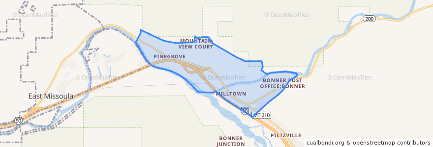 Mapa de ubicacion de Bonner-West Riverside.