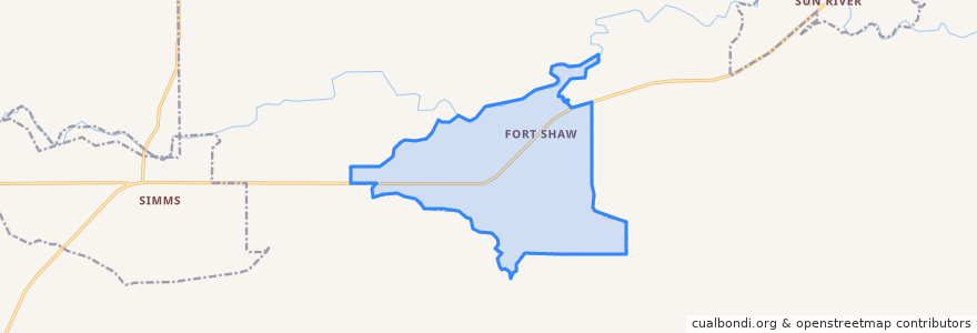 Mapa de ubicacion de Fort Shaw.