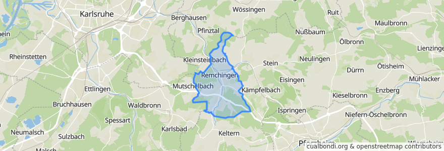 Mapa de ubicacion de Remchingen.