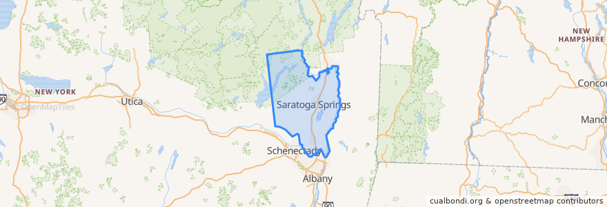 Mapa de ubicacion de Saratoga County.