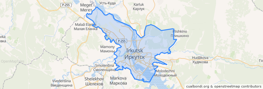 Mapa de ubicacion de городской округ Иркутск.