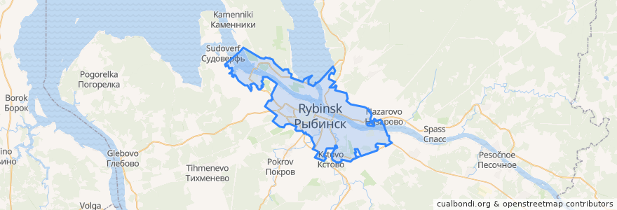 Mapa de ubicacion de городской округ Рыбинск.