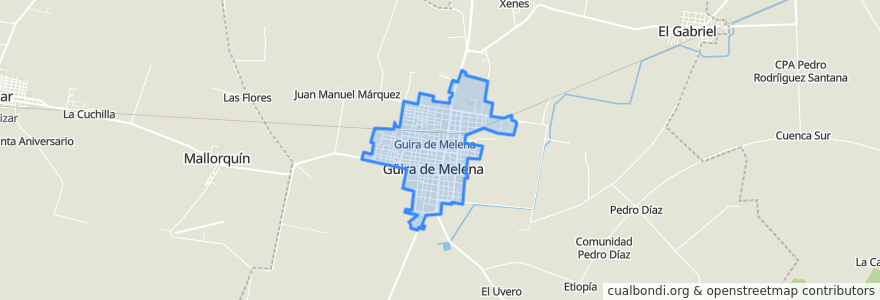 Mapa de ubicacion de Ciudad de Güira de Melena.