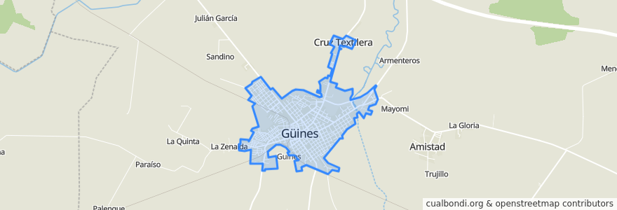 Mapa de ubicacion de Ciudad de Guines.