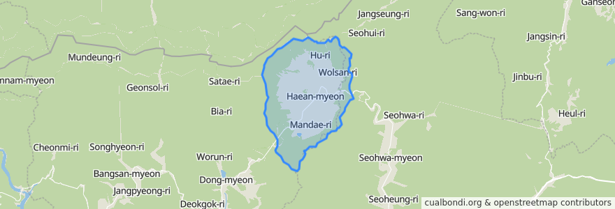 Mapa de ubicacion de 해안면.