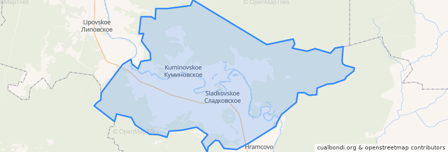 Mapa de ubicacion de Сладковское сельское поселение.