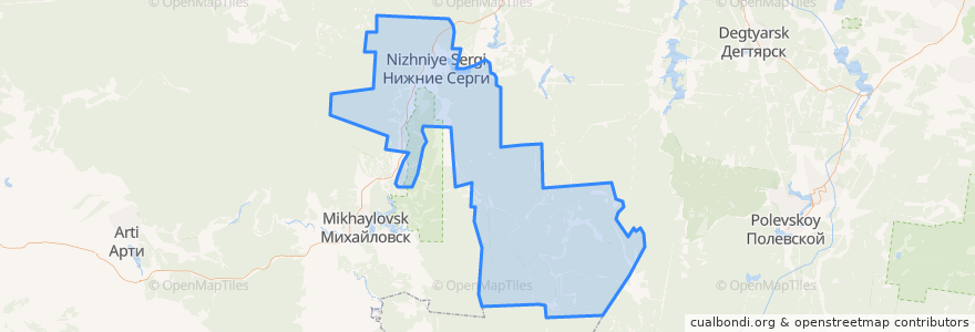 Mapa de ubicacion de Нижнесергинское городское поселение.