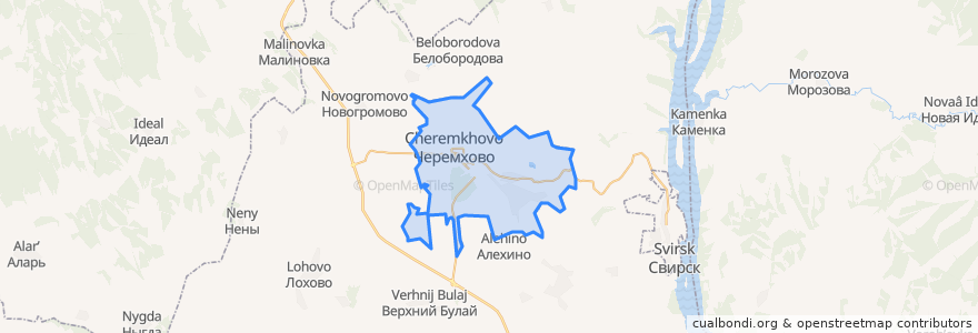 Mapa de ubicacion de городской округ Черемхово.