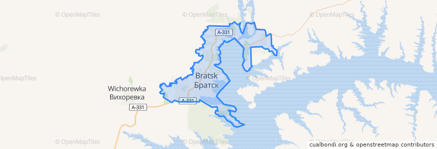 Mapa de ubicacion de городской округ Братск.