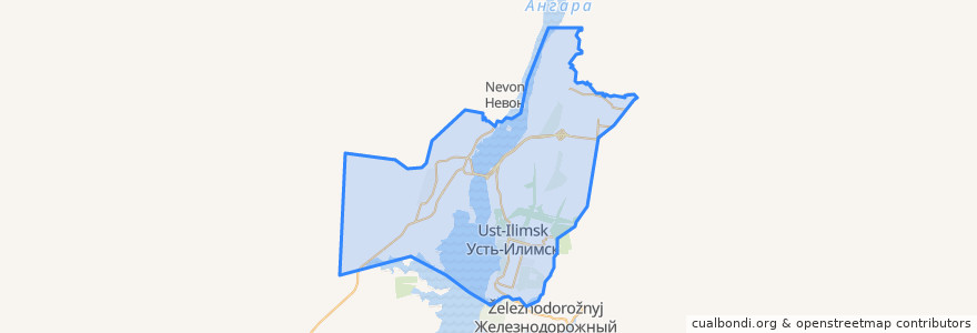 Mapa de ubicacion de городской округ Усть-Илимск.