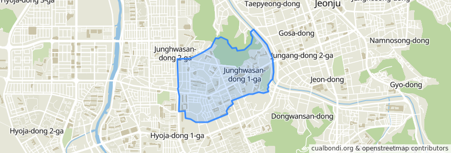 Mapa de ubicacion de 중화산1동.