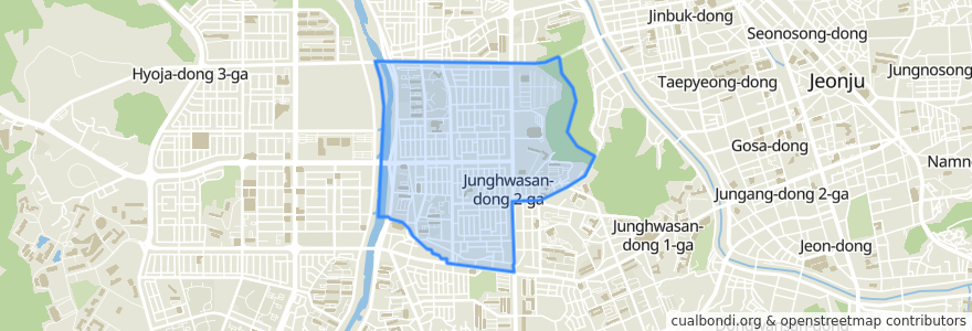 Mapa de ubicacion de 중화산2동.