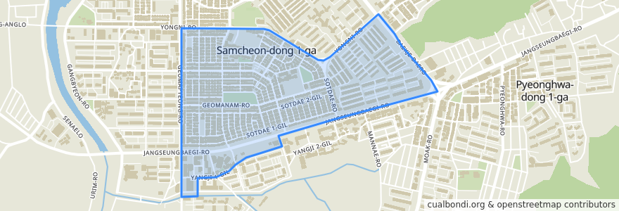 Mapa de ubicacion de 삼천2동.