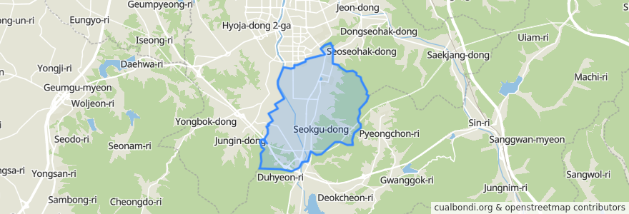 Mapa de ubicacion de 평화2동.