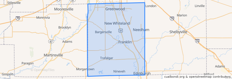 Mapa de ubicacion de Johnson County.