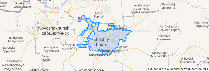 Mapa de ubicacion de городской округ Шахты.