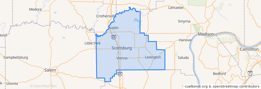 Mapa de ubicacion de Scott County.