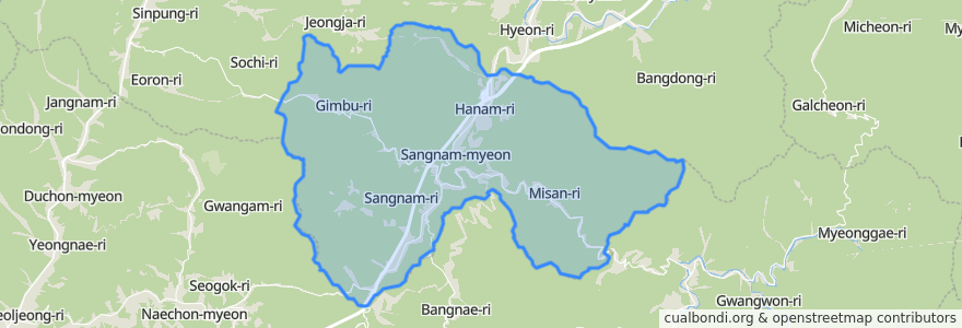 Mapa de ubicacion de 상남면.