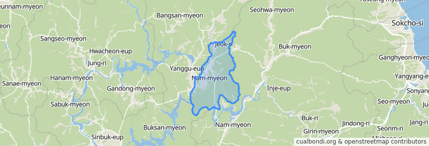 Mapa de ubicacion de 국토정중앙면.