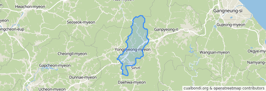 Mapa de ubicacion de 용평면.