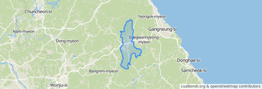 Mapa de ubicacion de 진부면.