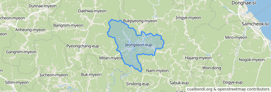 Mapa de ubicacion de 정선읍.