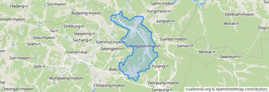 Mapa de ubicacion de 장연면.