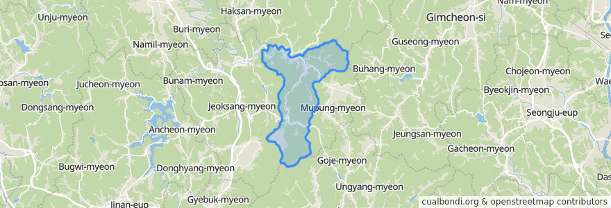 Mapa de ubicacion de 설천면.