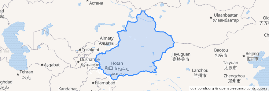 Mapa de ubicacion de Xinjiang.