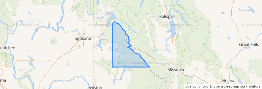 Mapa de ubicacion de Shoshone County.