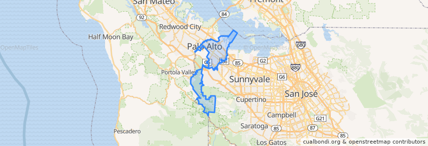 Mapa de ubicacion de Palo Alto.