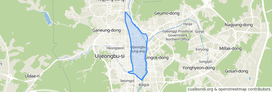 Mapa de ubicacion de 의정부1동.