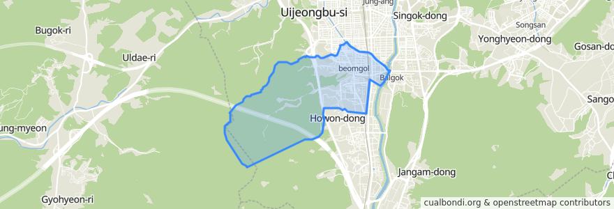 Mapa de ubicacion de 호원2동.