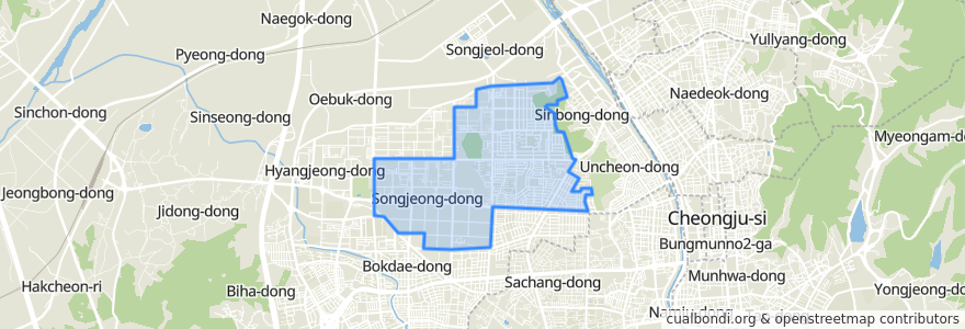 Mapa de ubicacion de 봉명2·송정동.