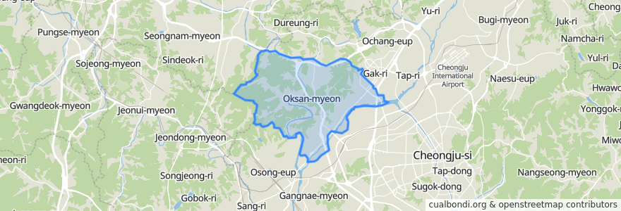 Mapa de ubicacion de 옥산면.