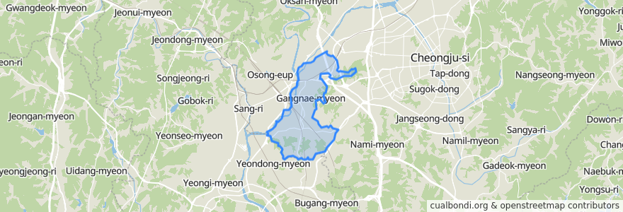 Mapa de ubicacion de 강내면.