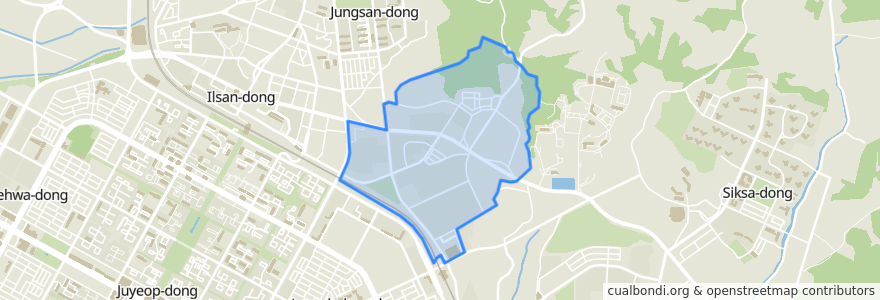 Mapa de ubicacion de 중산2동.