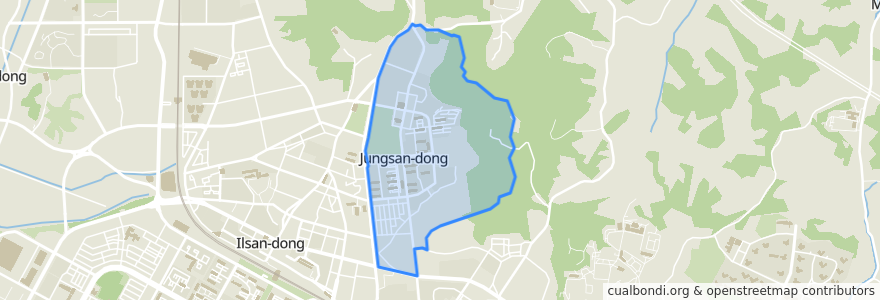 Mapa de ubicacion de 중산1동.