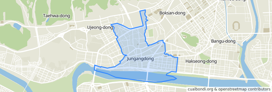 Mapa de ubicacion de 중앙동.